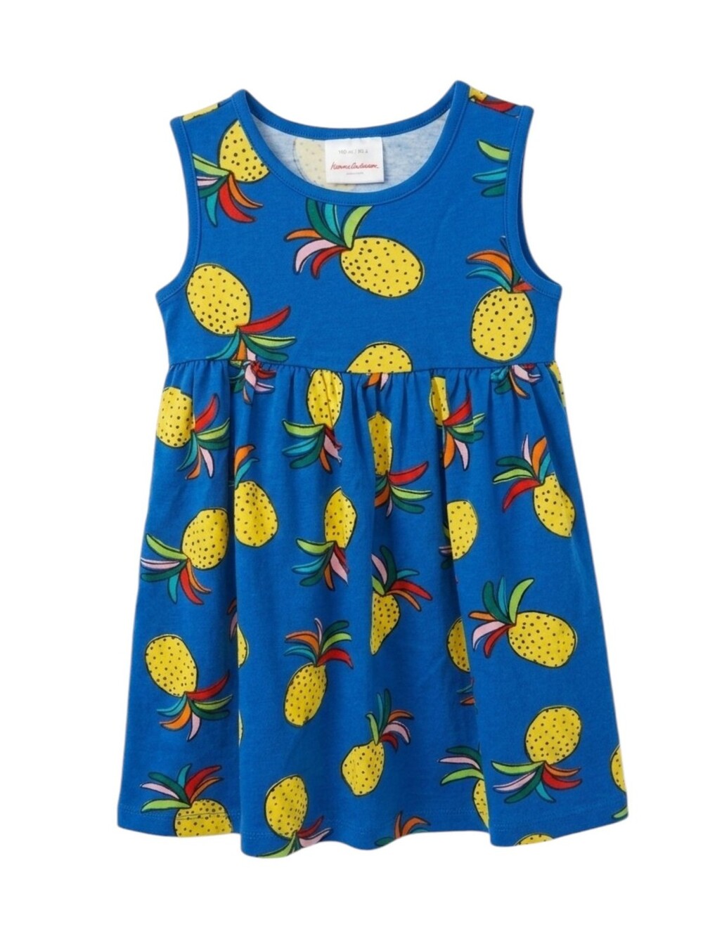 Hanna Andersson Kids Blue Pineapple Sleeveless Cotton Dress Summer Girls 100 4